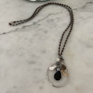 Long hematite necklace handmade by local designer
